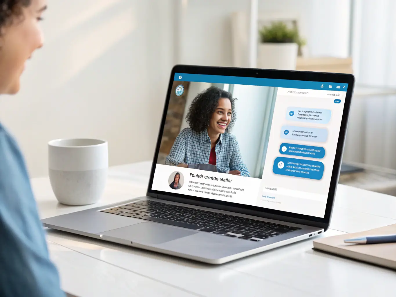 A friendly AI chatbot interface on a website, assisting a customer with a query, showcasing the 24/7 availability and lead capture capabilities.