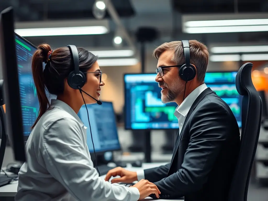 A professional-sounding voice AI system answering and routing calls, demonstrating seamless customer service even after hours.